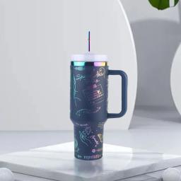Garrafa de água isolada de aço inoxidável, Copo térmico do carro do café com palha, Caneca do vácuo para a excursão exterior dos esportes, 40oz - Image 6