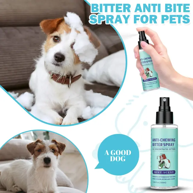 Spray Treinador de Amargura para Cachorros: Evite Mastigar, Lamber e Coçar, Proteja Seus Móveis com Eficácia