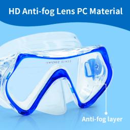 Óculos de natação para crianças Máscara de mergulho profissional de vidro temperado antiembaçante Máscaras de snorkel para natação com protetor nasal - Image 2