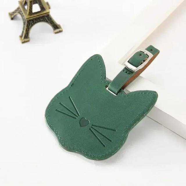 Etiquetas de Bagagem Portátil com Gato Fofo em PU, Titular de Endereço, Alta Qualidade e Acessórios de Viagem Charming