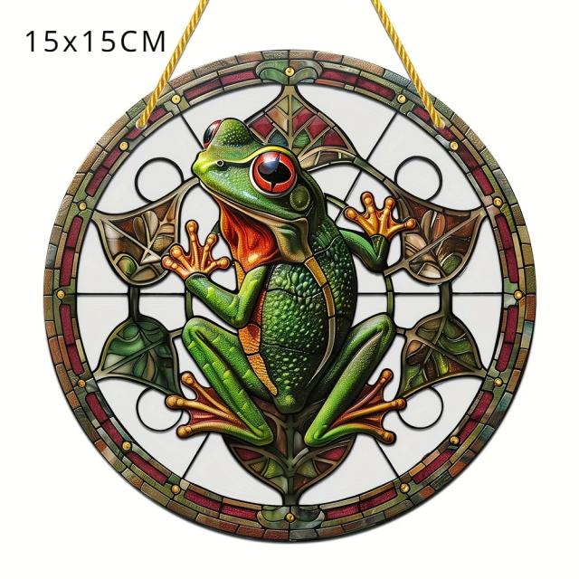 Sapo de Vidro Manchado para Decoração de Jardins e Varandas, Ideal como Pendurar na Janela