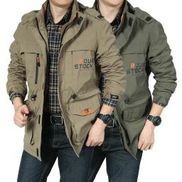 Jaqueta masculina de alpinismo de comprimento médio, corta-vento, fina, à prova de vento, impermeável, bolso grande, primavera, outono - Image 1