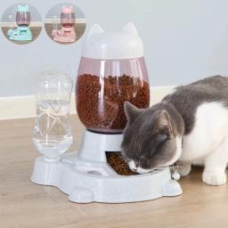 Alimentador automático do animal de estimação para cão e gato, tigela, comida e água dispensador, grande capacidade, alimentação recipiente suprimentos, 2.2L - Image 1