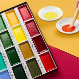 Kurettake-Conjunto de Tintas Aquarela Sólida, Tintas Metálicas para Pintura, Fontes de Arte, 6 Cores, 12, 24, 36, 48 Cores - Image 3