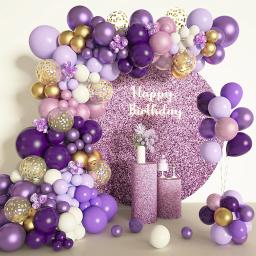Kit do arco do balão do látex, roxo, ouro, branco, aniversário, casamento, despedida de solteiro, casamento, chuveiro nupcial, Dia das Bruxas, decoração - Image 1