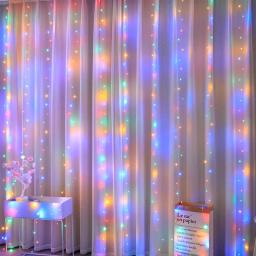 Cortina Garland LED String Lights, Decoração Festival, USB, Controle Remoto, Feriado, Casamento, Fairy Lights for Bedroom, Home, 8 Modos - Image 2