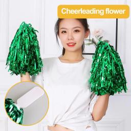 Folha metálica De Plástico Torcendo Pom Poms com Alça, Torcendo Esquadrão, Mão Flor, Fontes Do Partido, Cor Vibrante, 18Pcs - Image 3