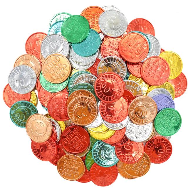 Plástico Smiley Face Pirate Coin Decoração de Festa Infantil Tesouro Falso Brinquedos 100 Pcs