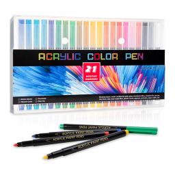 Canetas marcadoras de tinta acrílica, 21/25 cores, para cerâmica, vidro, porcelana, caneca, tecido de madeira, tela, metal, caneta permanente, pintura de arte - Image 1