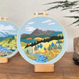 Bordado Starter Kit para adultos iniciantes, paisagem, montanha, natureza, cenário padrão, mão conjunto com pano, agulhas - Image 4