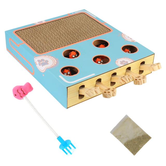 Brinquedo Interativo 3 em 1 para Gatos: Labirinto Engraçado, Caça aos Gophers e Arranhador com Varinha Chase Hunt Mouse
