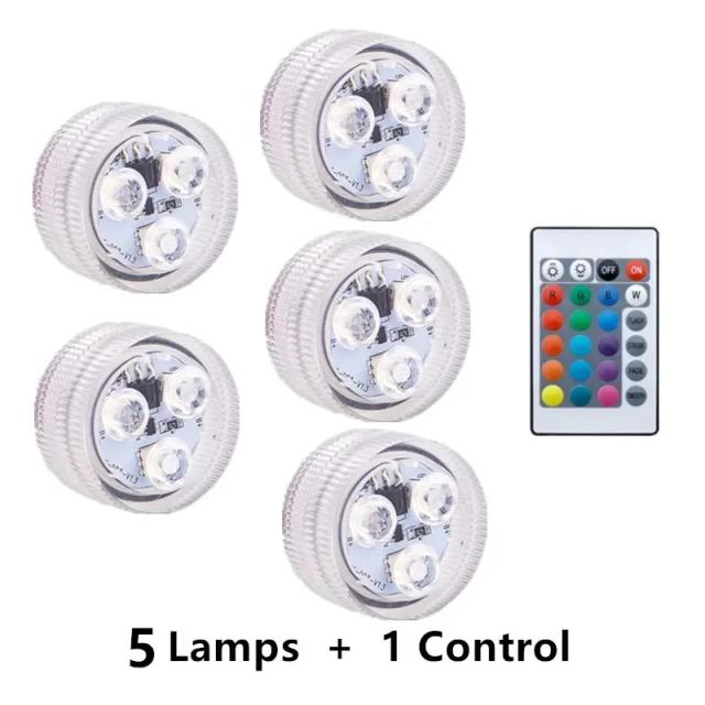 Luzes Subaquáticas para Piscina com Controle Remoto - 3 LEDs Submersíveis e Cores que Mudam para Iluminação Noturna