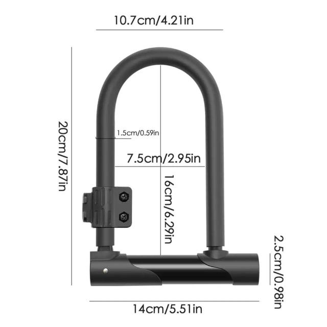 Cadeado Ulock-U Shape para Bicicletas com Suporte: Segurança Antirroubo e Praticidade em Um Só Produto