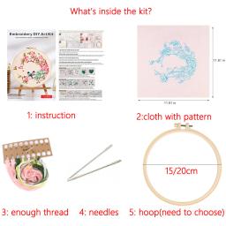 Kit inicial bordado floral para iniciantes e adultos, kit ponto cruz, letra inicial e padrão de flor - Image 6