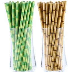 Panda-canudos descartáveis de bambu, criativos, para bar, suco, baby shower, festa de aniversário, decoração do casamento, 50pcs - Image 1