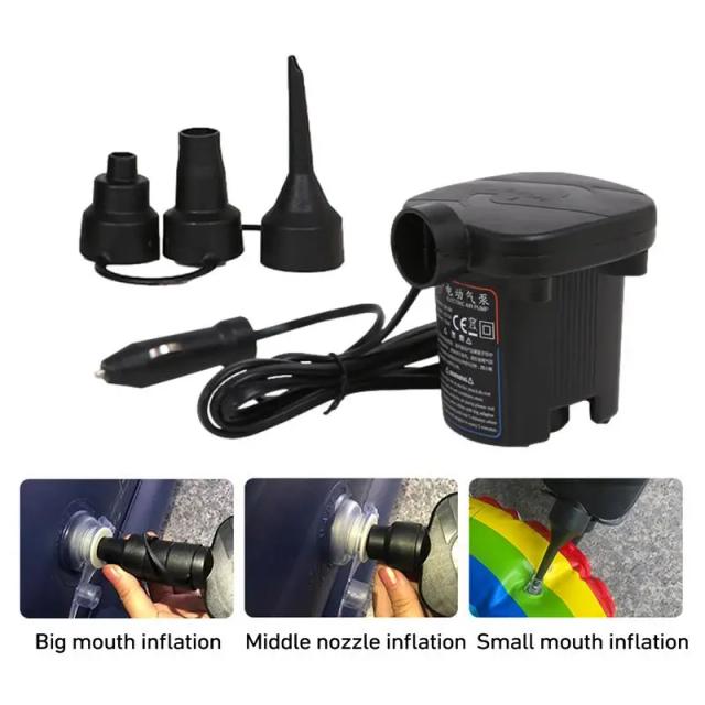 Inflador Elétrico Rápido Portátil com 3 Bicos para Colchões e Piscinas