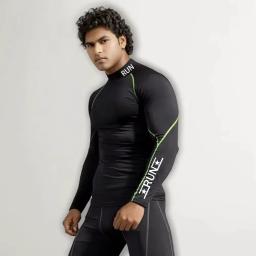 Correndo compressão t camisa de treinamento de ginásio dos homens camisas de secagem rápida camisetas de fitness musculação topos masculino esportes wear - Image 1