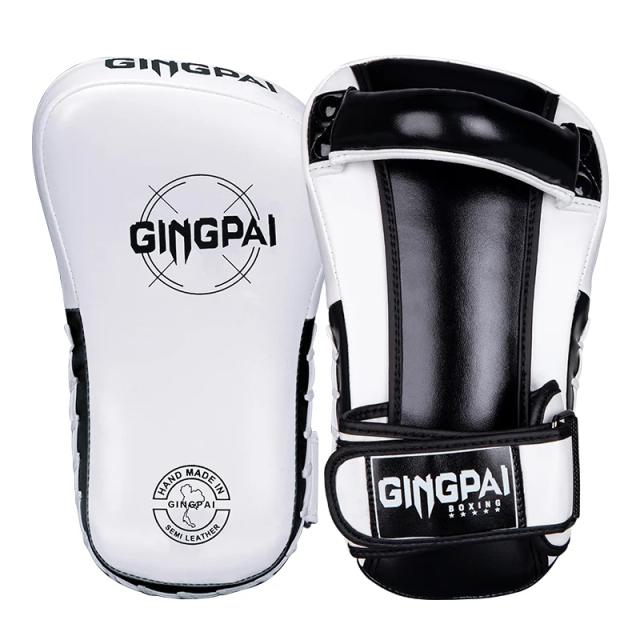 Par de Luvas de Boxe e Muay Thai em Couro Curvo com Defletor Espessado para Treinamento de Sanda