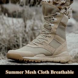 Sapatos de escalada ao ar livre para homens e mulheres, botas de treinamento tático do exército, malha respirável, caminhada, botas do deserto, ultraleves, verão, tamanho 35, 48 - Image 2