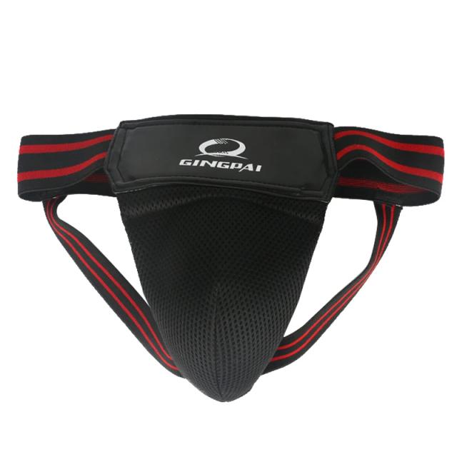 Protetor Crotch para Taekwondo e Kickboxing, Jockstrap Masculino MMA para Sanda - Vermelho e Preto