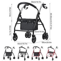 Auxiliares de caminhada portáteis com altura ajustável, carrinho de compras de grande capacidade para idosos, assistente de caminhada com assento - Image 5