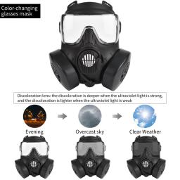 Zlangsports Mudança de cor Tático Paintball Airsoft Máscara Facial Completa com Ventiladores Duplos CS Cosplay Máscaras de Proteção - Image 2