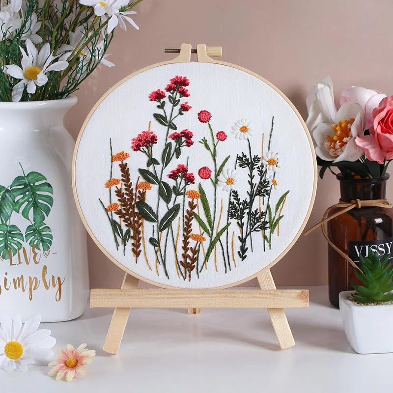Kit de bordado de folhas e plantas, kit de ponto cruz, artesanato diy, presente com instruções, linha de agulha, suprimentos de bordado - Image 1