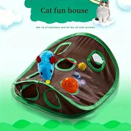 Esteira De Brinquedo Interativo Com Buracos, Túnel De Gato Dobrável, Tapete De Jogo De Atividade, Treinamento Arranhando, 9 Buracos - Image 3
