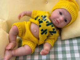 Boneca bebê reborn de silicone loulou, olhos abertos de 33cm, pode abrir a boca, pele pintada em 3d, presente colecionável para lembrança de crianças - Image 6