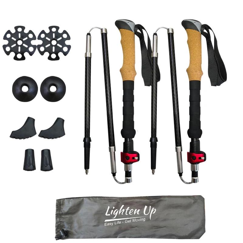 Bastões de trekking de carbono ultraleves, Bastões de caminhada ultraleves, Pólo dobrável, Nodic com bloqueio rápido, 2 peças - Image 1