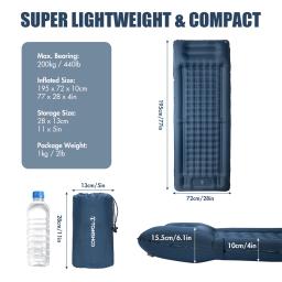 Acampamento ao ar livre colchão inflável duplo cama de dormir ao ar livre almofada de viagem dobrável ultraleve almofada mat moistureproof - Image 6