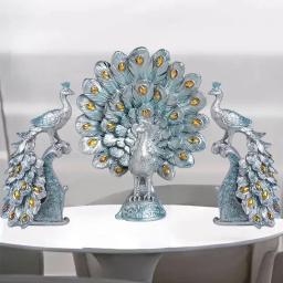Pavão resina ornamento para a decoração Home, escritório escultura artesanato, moderno e nobre, luxo e elegante, sala e estante, 1pc - Image 1