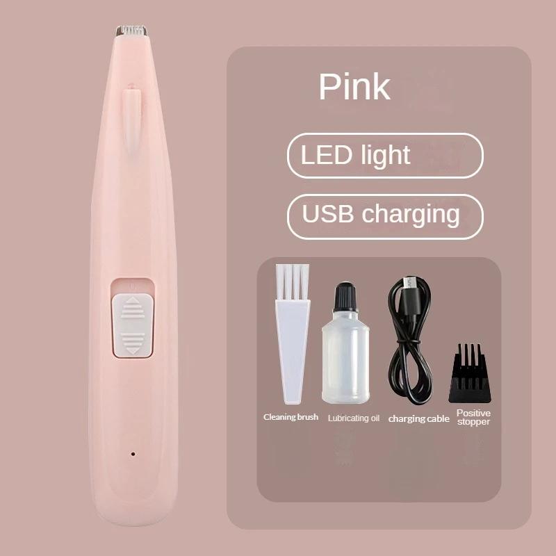 Aparador de cabelo elétrico para animais de estimação, barbear solas de pés e orelhas com baterias e luzes LED, Pet Shaver - Image 1