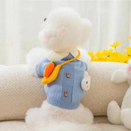 Pulôver de malha de dois pés para cães e gatos, suéter grosso e quente, coelho e cenoura, roupas pequenas e médias, outono e Wi-fi - Image 2