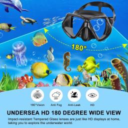 Máscara de snorkel óculos de natação treinamento de mergulho saia tubo silicone temperatura lente de vidro anti-vazamento anti-nevoeiro ampla vista alça ajustável - Image 3