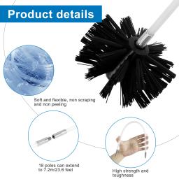Conjunto De Escova De Limpeza De Chaminé, Secador Flexível Limpador De Ventilação Cerdas Macias, Ferramenta De Limpeza De Dutos De Ar, Tubos, 7.2m - Image 5