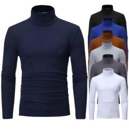 Roupa interior térmica topos roupas de inverno dos homens camisa térmica outono inverno collants alta pescoço fino ajuste manga longa camiseta - Image 1