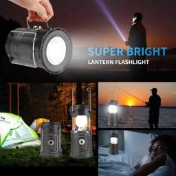 Portátil led lanterna de acampamento leve à prova dwaterproof água solar usb recarregável lanterna led kits sobrevivência para interior ao ar livre - Image 3