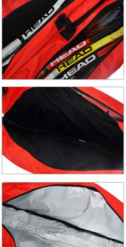 CABEÇA-Saco de Tênis Profissional com Isolamento Térmico, Mochila Racket Squash, Bolsas de Ombro Unisex, Original, Pacote 6 - Image 6