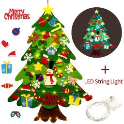 Diy feltro conjunto de árvore de natal decorações de natal pendurado na parede ornamentos presentes para crianças decorações de porta de casa de natal - Image 2