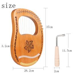 Mogno Lira Harpa com Ferramenta de Afinação para Crianças e Adultos, 16 Cordas, Instrumento de Madeira, Iniciantes - Image 4