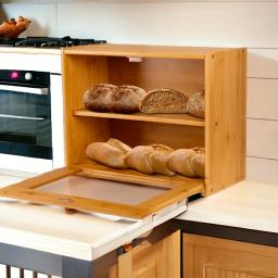 Grande caixa de pão de bambu, design à prova de vazamento, janela transparente, dupla camada, tampa segura, ideal para bancadas de cozinha, ba - Image 5