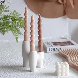 Castiçais de cerâmica Triângulo Branco, Aromaterapia Criativa Artesanato, Atmosfera Interior Castiçal, Decoração Home Arte - Image 1