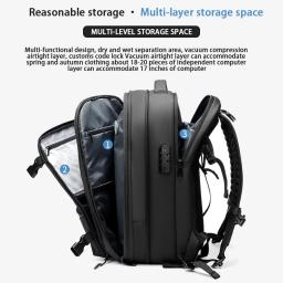 Mochila de viagem compressão a vácuo mochila de grande capacidade 17 polegadas mochila para laptop expandida caminhadas ao ar livre mochila - Image 2