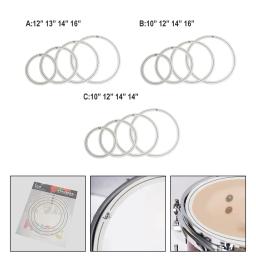 4 pçs conjunto de tambor anéis controle tom branco pet silenciador mudo percussão 10 12 14 16 Polegada instrumentos musicais acessórios percussão - Image 1