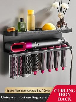 Montagem Da Parede Secador Dyson Titular, Airwrap Prateleira De Armazenamento, Secador, Modelador De Cabelo Ferro, Sem Perfuração, Metal Rack, Organizador Do Banheiro - Image 1