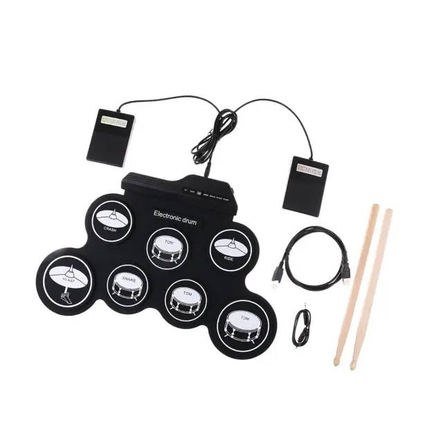 Kits de Bateria Eletrônica Portátil com Baquetas e Bateria de Silicone para Música Prática e Divertida