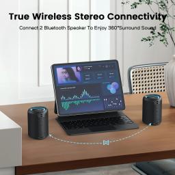 WISETIGER-A46 Mini alto-falante portátil Bluetooth, incrível caixa de som baixo, alto-falante sem fio com luz LED, slot para cartão TF e AUX-IN - Image 2