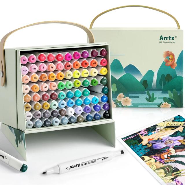Marcadores de álcool arrtx alp 80 cores pontas duplas marcadores de arte de desenho permanente para artistas adultos coloração ilustração design anime
