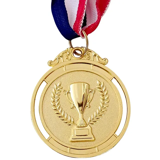 Medalhas Metal Award com Fita para Esportes e Competições Infantis, Disponíveis em Ouro, Prata e Bronze, 1 Peça